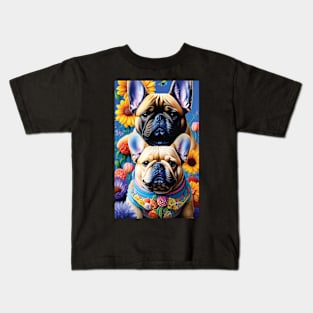 Flower Double Frenchies Kids T-Shirt